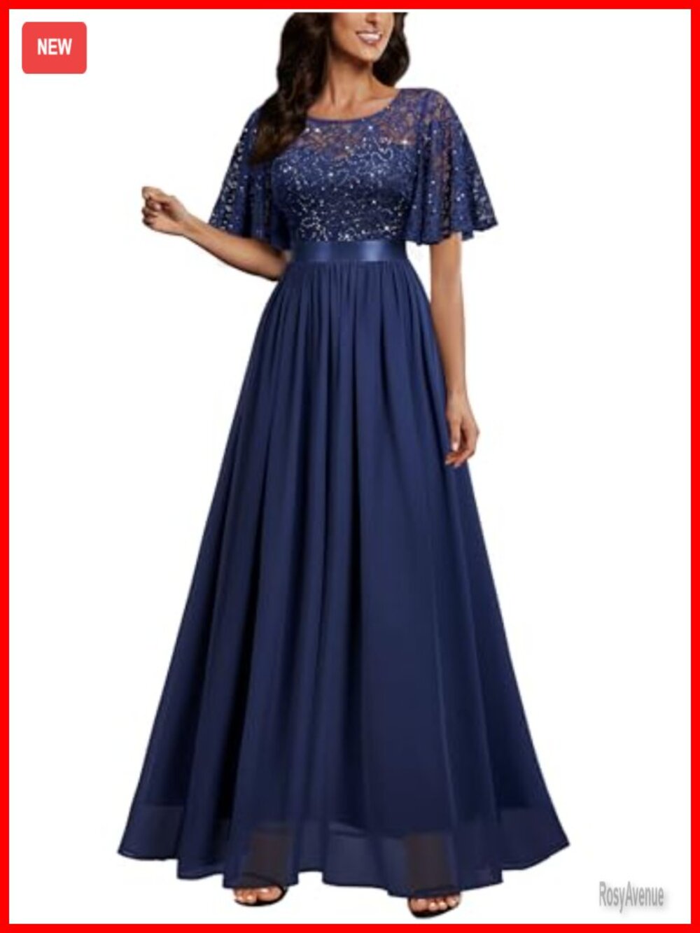 Sequin Lace A Line Maxi Dress Formal Wedding Guest